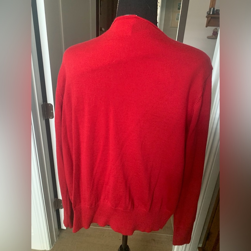 Talbots Vibrant Red Italian Wool Cardigan Sweater Set - Picture 2 of 8